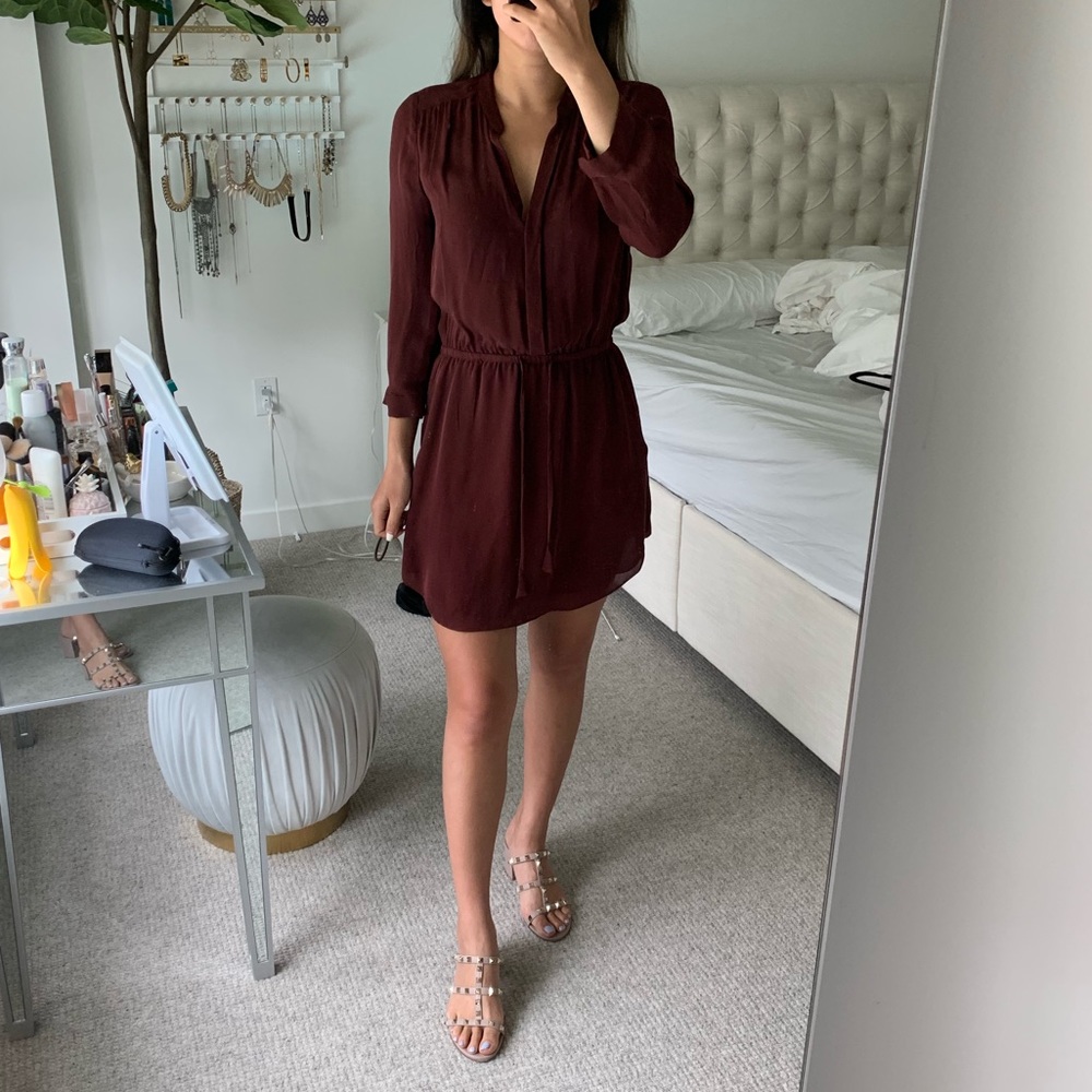 Aritzia 100% Silk Dress - Wine / Burgundy color